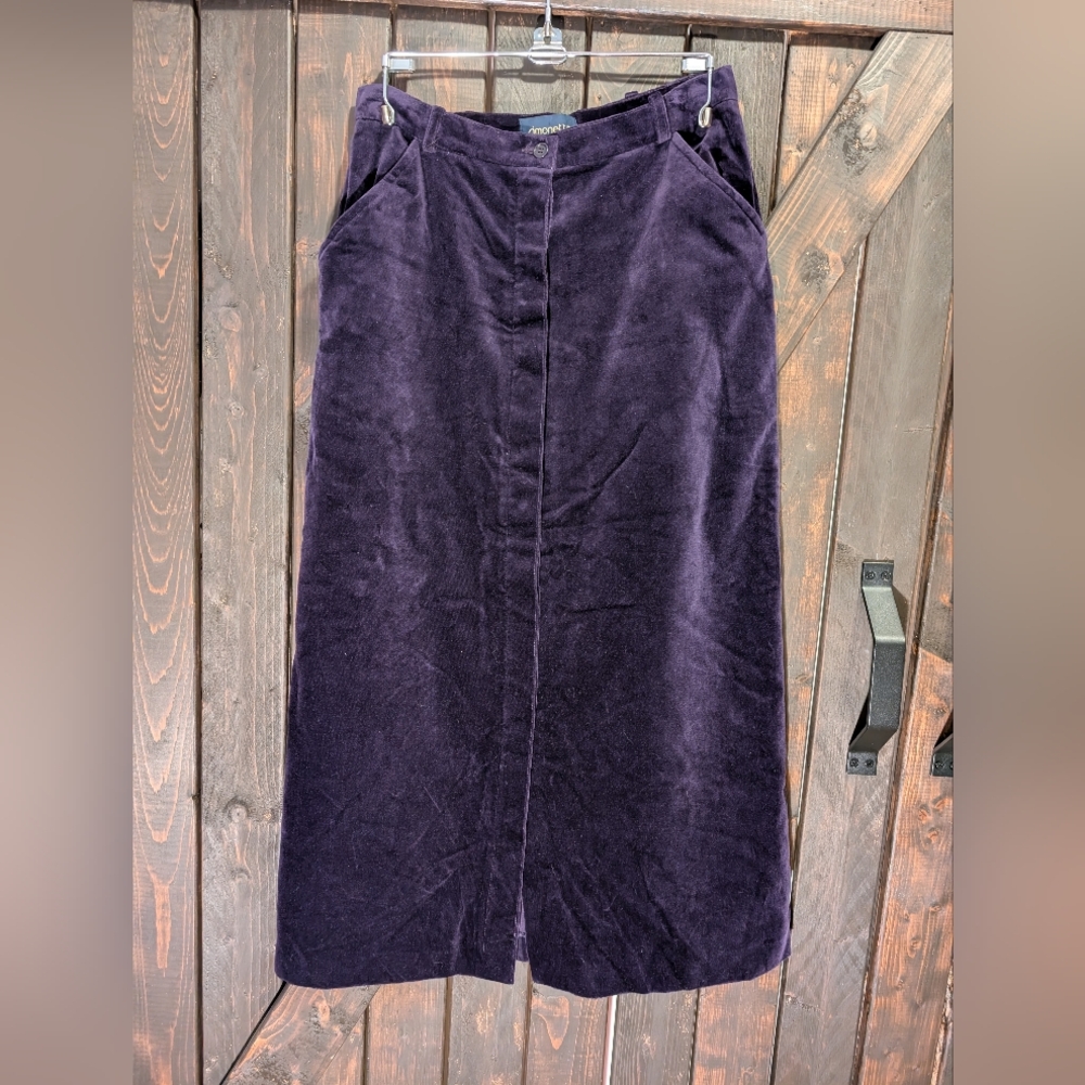 Vintage Simonetta Deep Purple Button Front Pencil Skirt